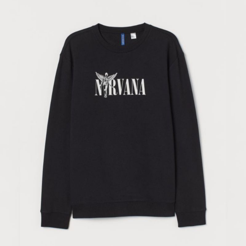 (BISA COD) SWEATER PRIA WANITA HM HNM NIRVANA BLACK