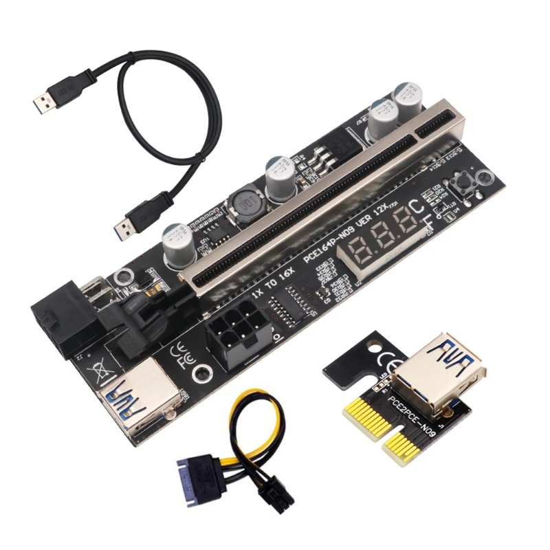 Btsg VER12X Riser Untuk w/Sensor Suhu PCI E GPU Card 1X Ke X16 Kabel USB Untuk Vi