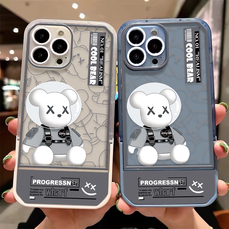 Casing IPhone 13 Pro XR X XS Max 6 6s 7 8 Plus 11 12 Pro Transparan Shockproof Motif Beruang Lucu