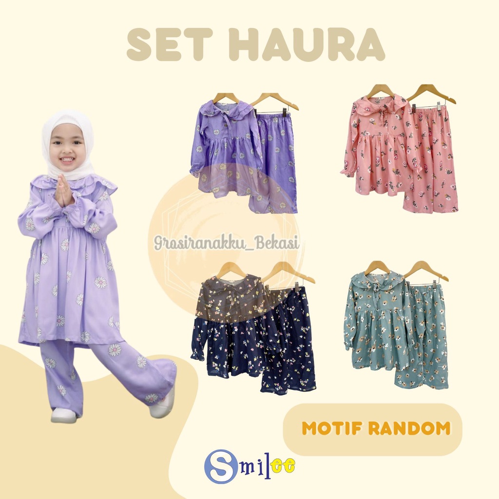 Setelan Rayon Anak Muslim Haura Smile Size 1-5th