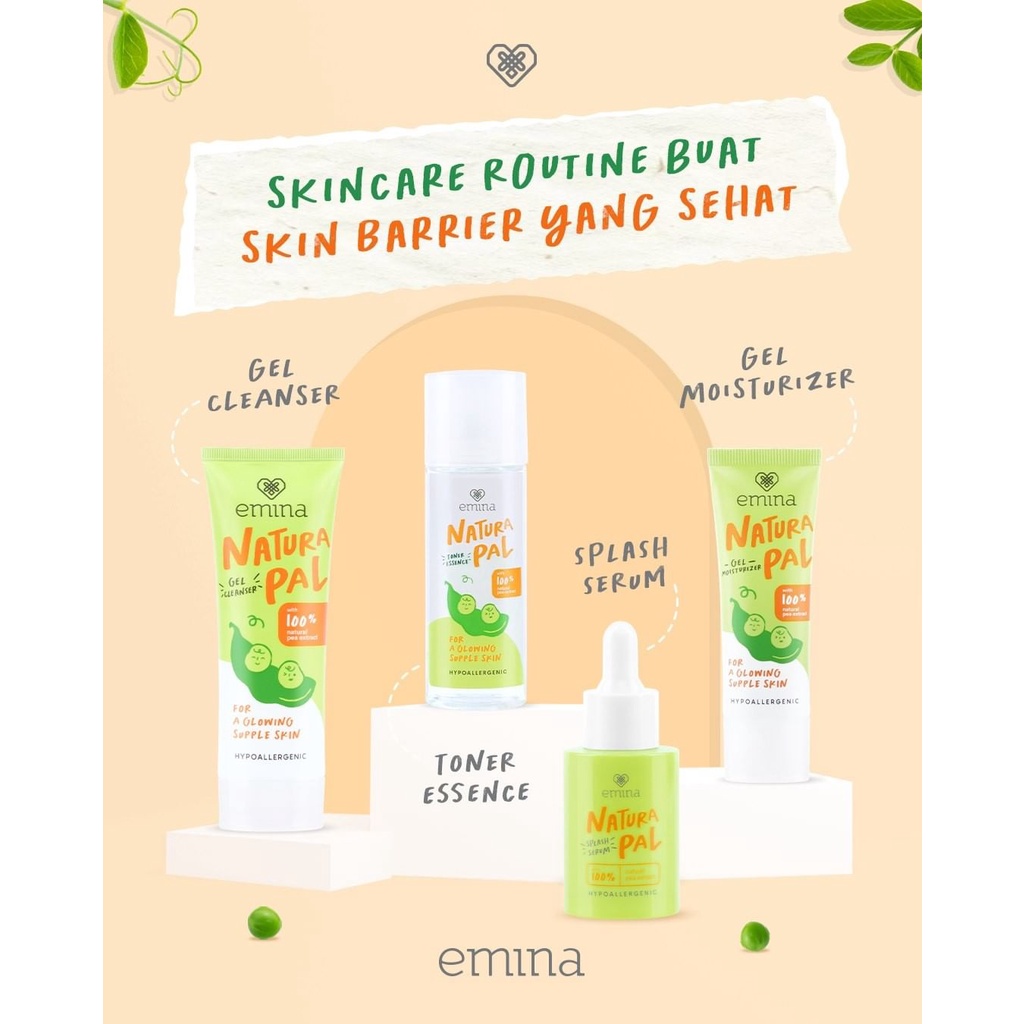 READY Emina Natural Pal Series Splash Serum | Toner Essence | Gel Cleanser | Gel Moisturizer