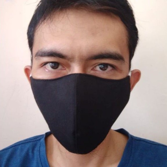 MASKER KAIN KATUN HITAM POLOS