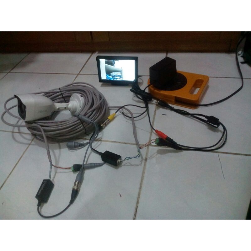 Paket CCTV dengan 60M kabel lengkap monitor