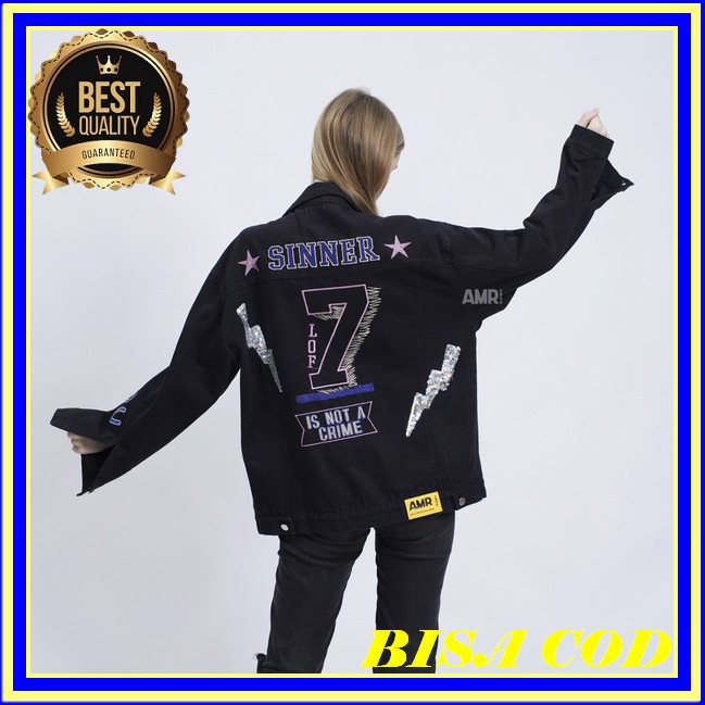 Jacket Oversize Wanita Jaket Jins Korea Jumbo Jens Ori Distro Keren Jaket Denim Tebal Remaja Perempu