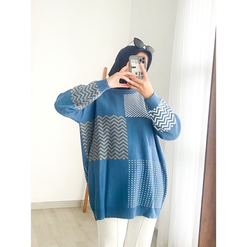 SWEATER RAJUT OVERSIZE ZILLIA BAHAN TEBAL PREMIUM QUALITY MIX MOTIF