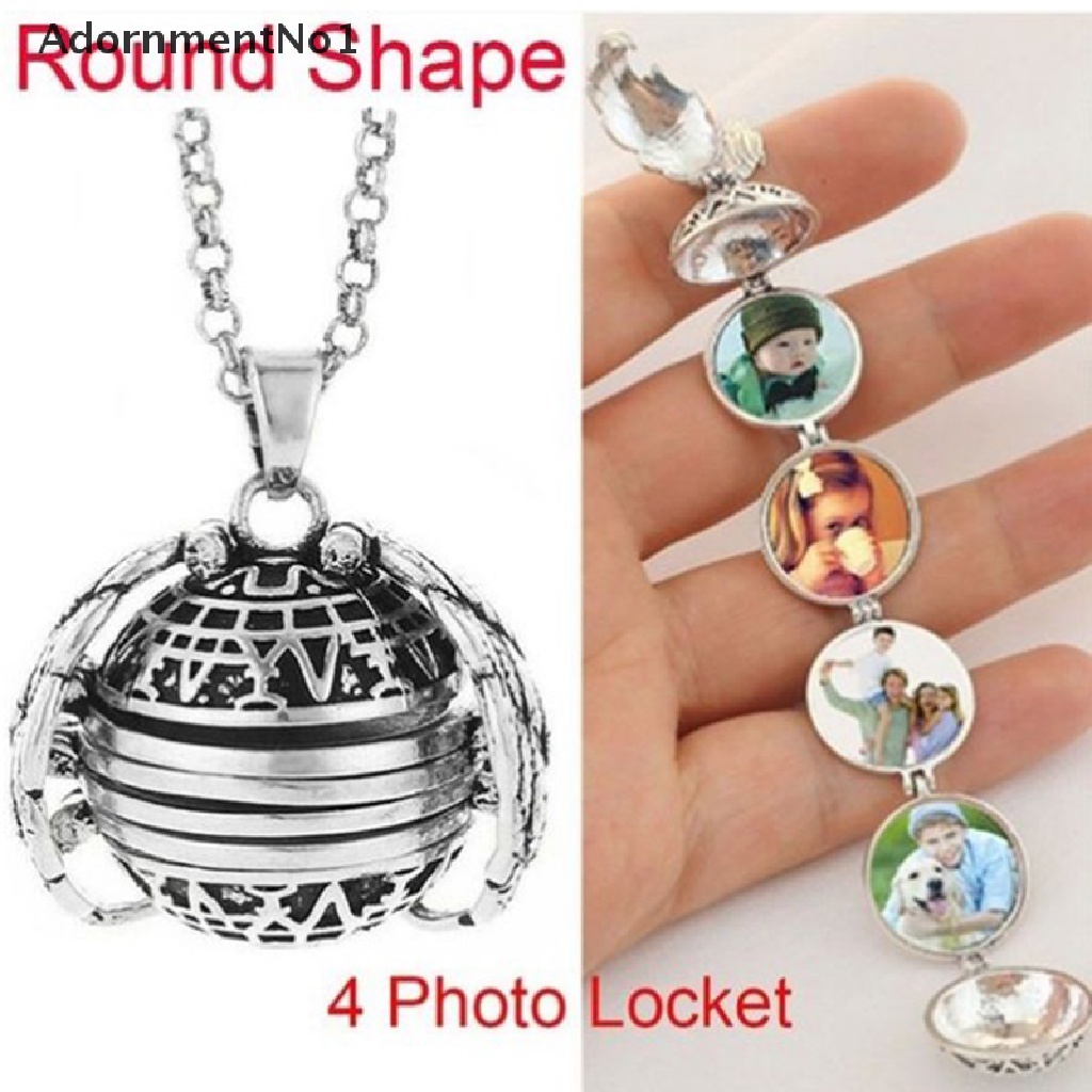 (AdornmentNo1) Kalung Rantai Dengan Liontin Locket Foto 4 Sayap Malaikat Untuk Wanita