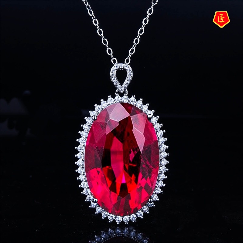 [Ready Stock]Fashionable Elegant Ruby Necklace for Women European and American Luxury