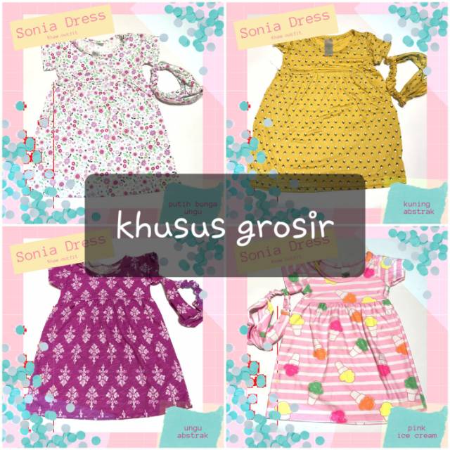 SONIA DRESS GROSIR - harga grosir tidak bisa pilih motif baju rumah anak little koda bobokids
