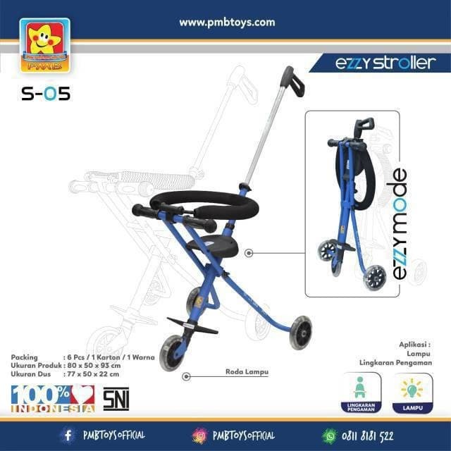 Stroller Anak PMB TOYS S05 Ezzy Kereta Dorong Bayi dan Balita Mode Portable Garansi Original SNI-4