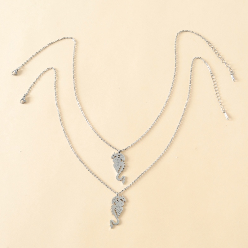 Kalung Dengan Liontin Bentuk Naga Bahan Stainless Steel Untuk Wanita