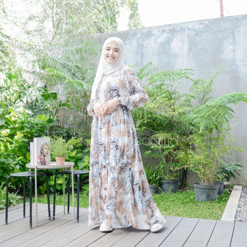 Home Dress Busui Friendly Bahan Katun Rayon Premium Adem Cocok buat ke pantai tali pinggang lengan karet motif akar root