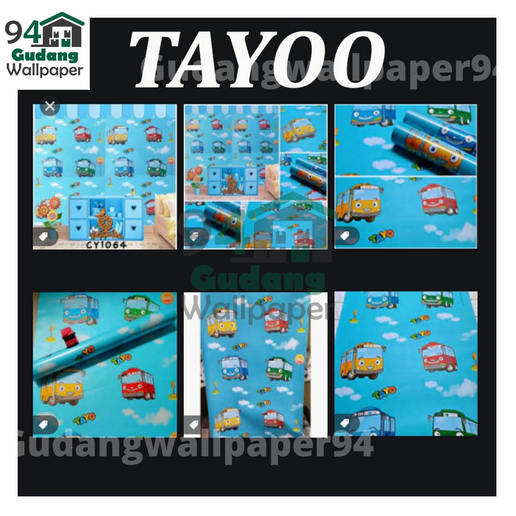 Gudang Wallpaper Sticker Dinding kamar anti air Murah Dan Terbaik Motif Tayo