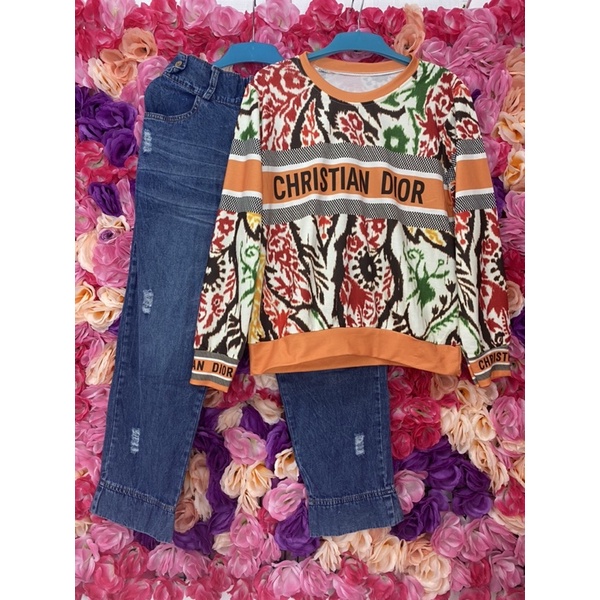 one set Dior + celana jeans