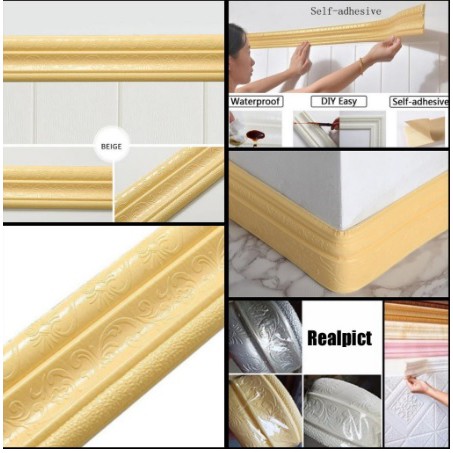[GM] 3D FOAM LIST BORDER LIST BUSA FOAM KUNING WALLSTIKER DINDING STIKER DINDING UK. 2.3METER X 8CM