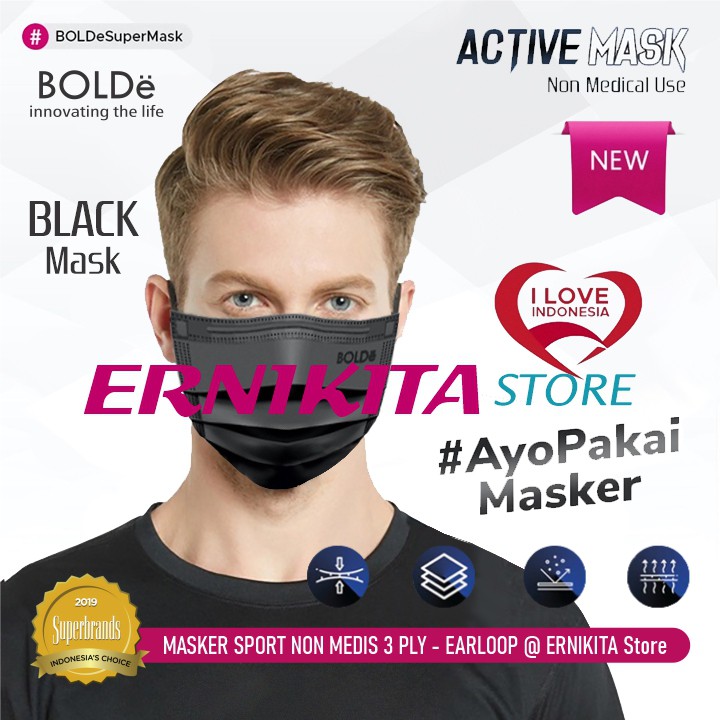 BOLDe ACTIVE MASK - Daily Masker Sport 3 Ply 50 Pcs