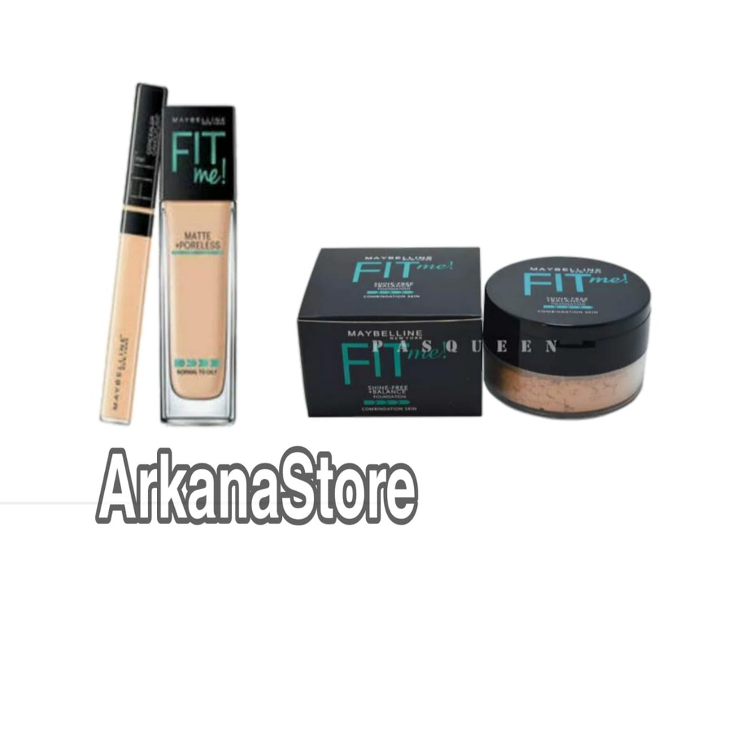 Paket Maybelline Make Up Foundation+Concealer Dan Bedak Tabur 2in1