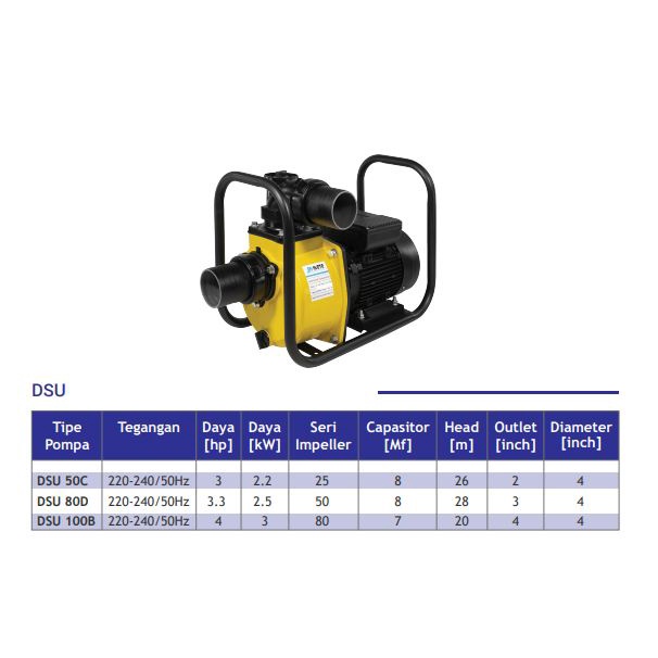 Water Pump Listrik 3&quot; INOTO DSU80S 2Hp / Pompa Air Sawah  3 Inch INOTO DSU 80S Mesin Pompa Irigasi Sawah DSU-80S INOTO