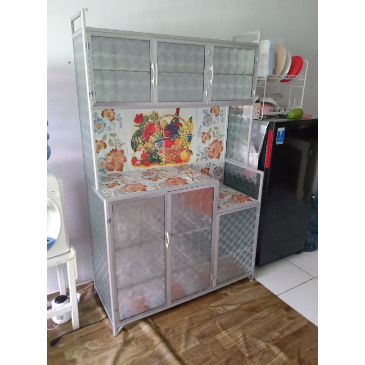 RAK PIRING / RAK PIRING KACA / RAK PIRING ALUMINIUM / RAK PIRING KERAMIK 3 PINTU JUMBO