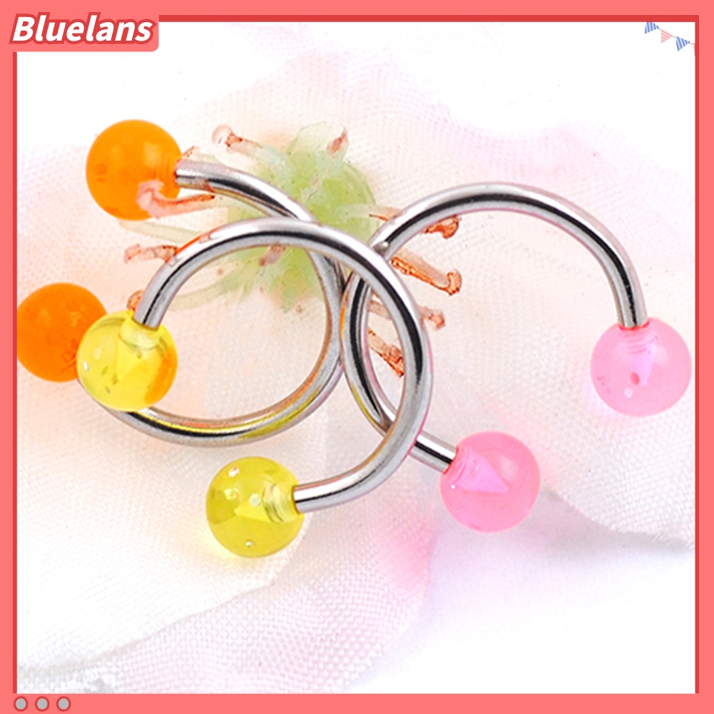 Bluelans 7Pcs 16G Stainless Steel Earring Nose Lip Nipple Circular Barbell Horseshoe Ring