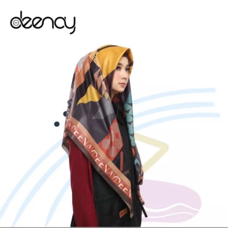 HIJAB SEGI EMPAT DEENAY  MOTIF SAYYLA KUNING