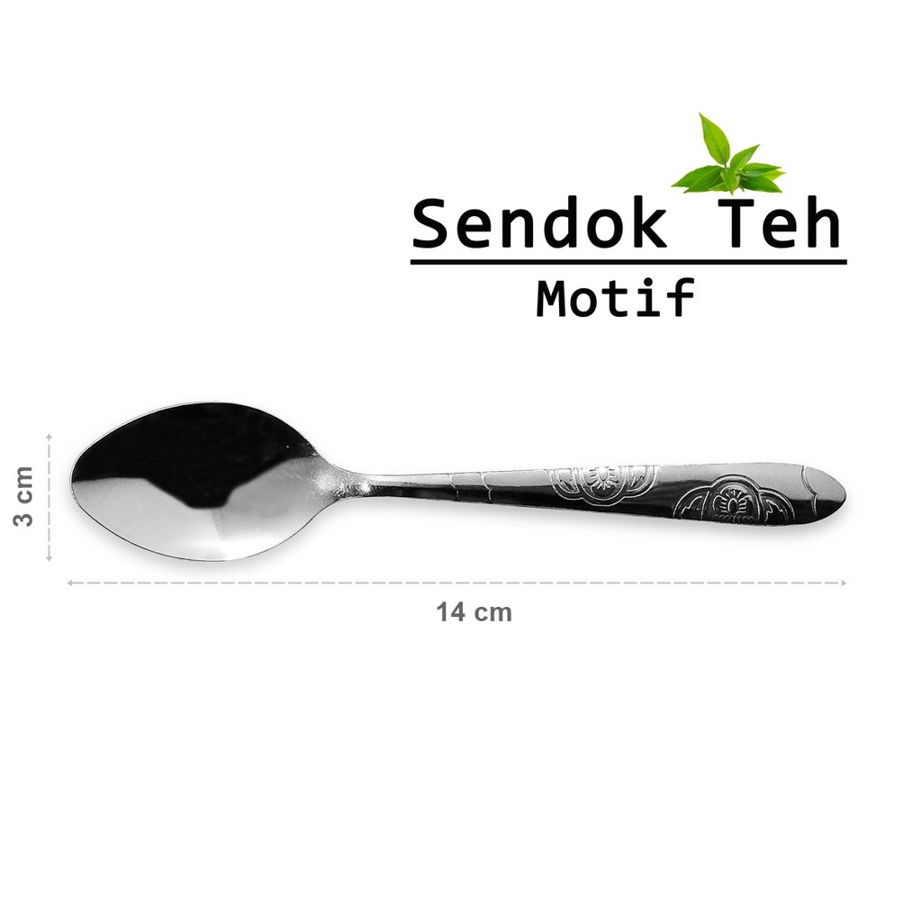 Sendok Teh Stainless Steel - 12 pcs (Mix Motif/Polos)