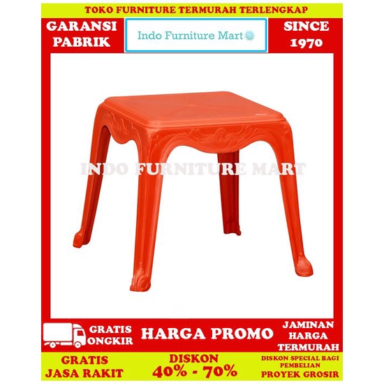 Meja Plastik Napolly Teras Taman Tamu Big 4343 Merah