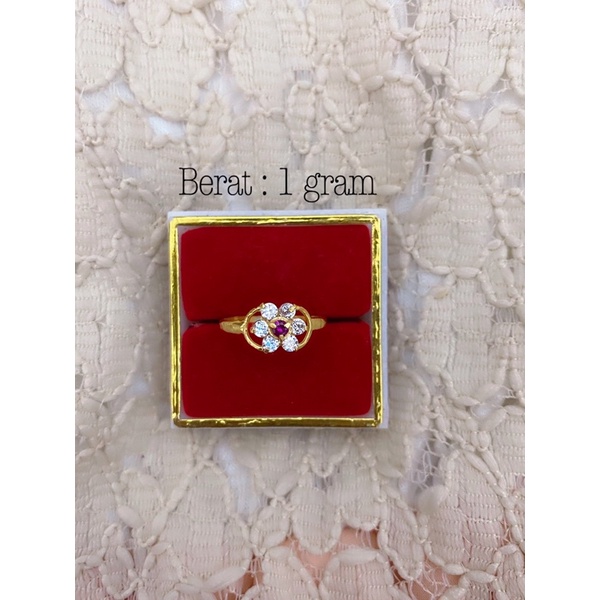 Cincin Dewasa bunga 1gram emas muda
