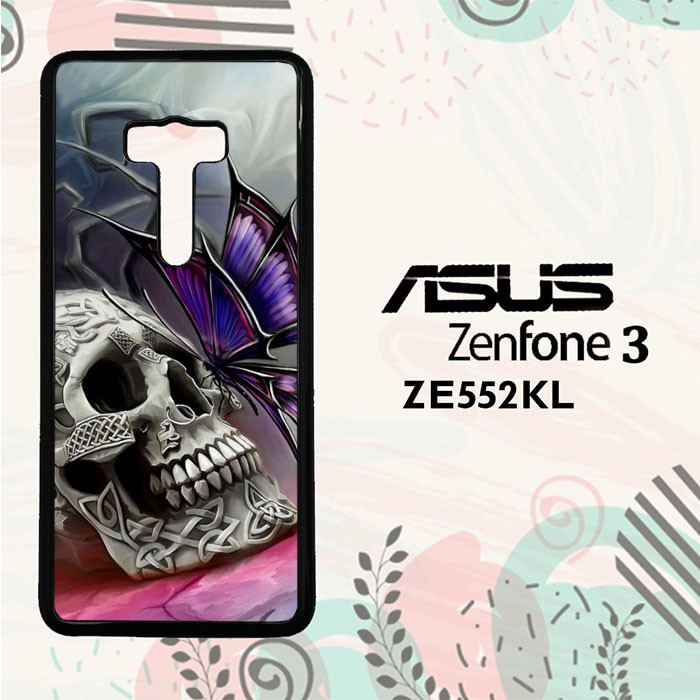 Casing Asus Zenfone 3 ZE552KL Custom Hardcase HP Skull With Butterfly L0259