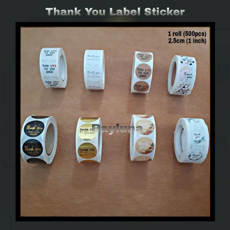 

Stiker Label Thank You 2.5cm / 1inch per roll =500pcs Thank You Sticker