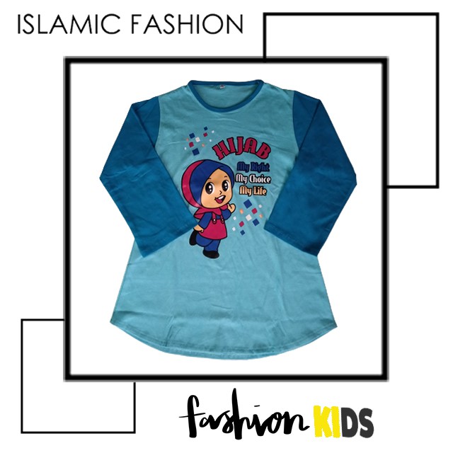 Baju Tunik Muslim Anak Perempuan Usia 1-10 tahun (S-M-L-XL-XXL) - Kaos Muslim Anak - Atasan Anak - Baju Anak - Kaos Anak Perempuan