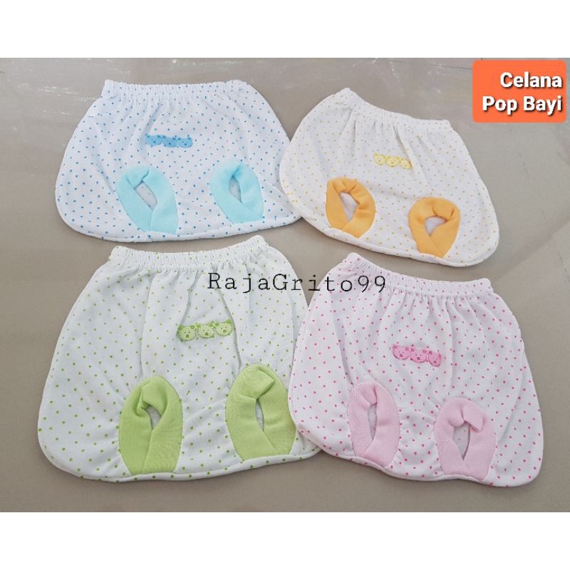 Celana Kacamata Tabur Polkadot Panda Tempel isi 1 Lusin / Celana Pendek Pop Bayi Polkadot Newborn 12 PCS