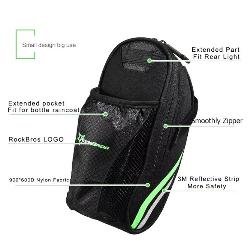 Cycling Bicycle Saddle Bag Bottle Pocket Reflector C7-BK ROCKBROS