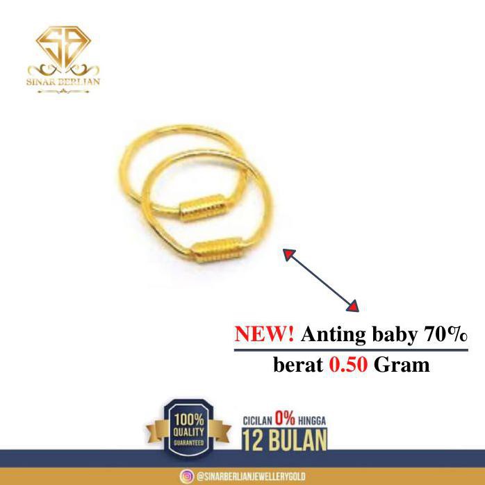 SINAR BERLIAN JEWELLERY- ANTING BAYI ANAK KECIL EMAS ASLI 17K