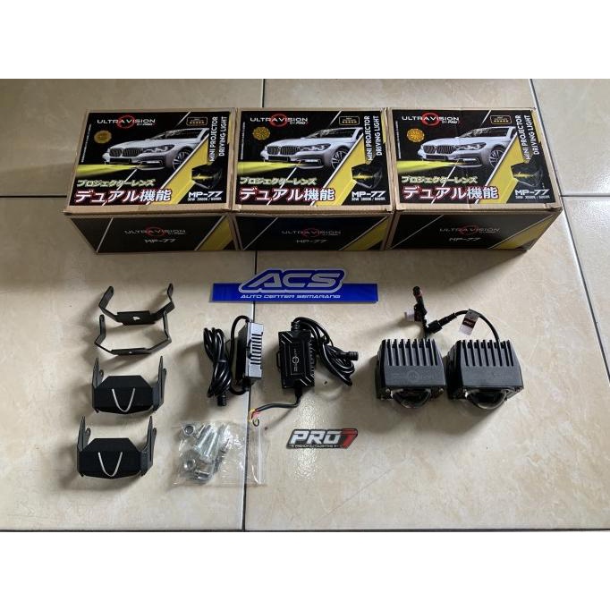 PRO7 Mini Led Projector 2 Warna MP77 3000k 6000k Hi/Lo Led Driving