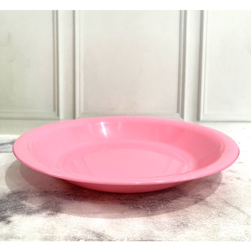 piring makan plastik cantik tebal hijau pink PM 8006 golden sunkist PM 179 pink