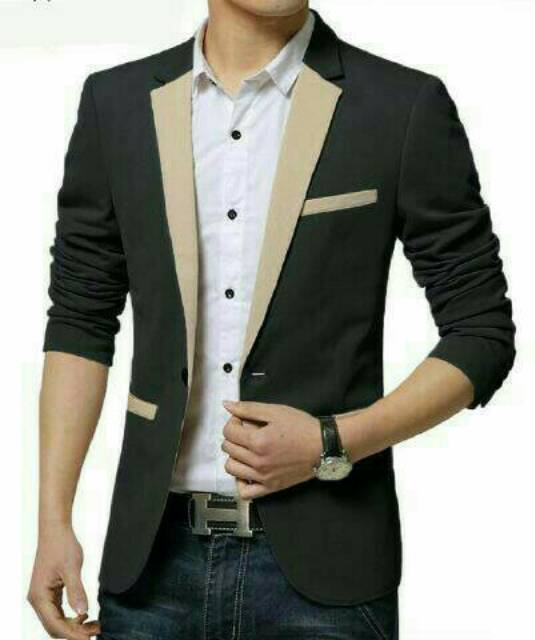 BLAZER MATRIX Cream Jas Korea Pria Cowok Santai Resepsi Wisuda Keren Coklat Krem Kece Santai