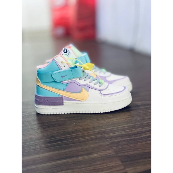 Sepatu Sneakers Wanita Nike Air Force 1 Mid Shadow Import Quality-Ivory