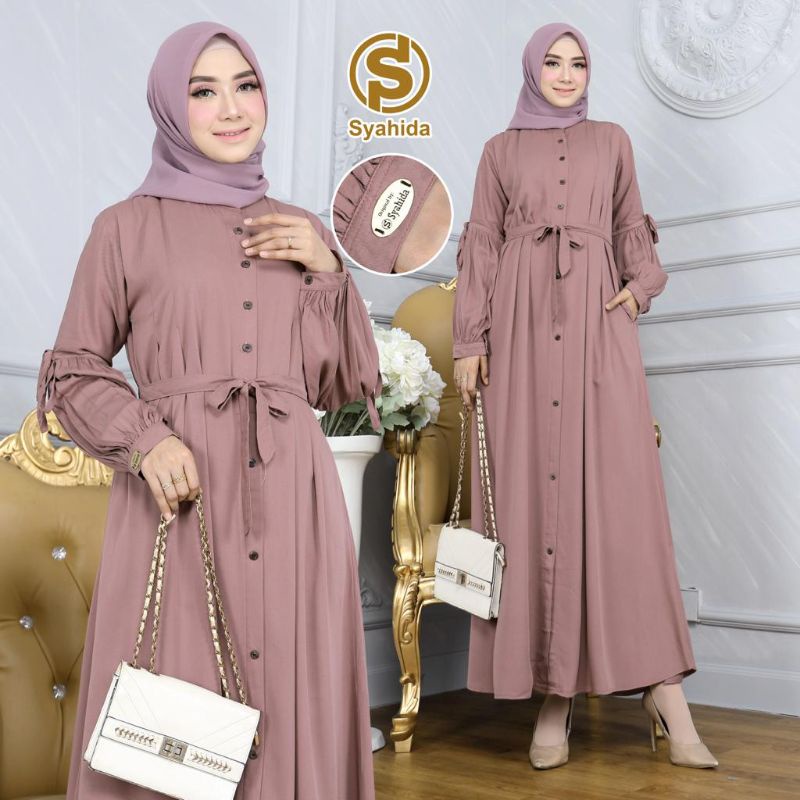 [BISA COD] GAMIS SYAHIDA POLOS • TANGAN BALON • GAMIS TERBARU • KENZIE COLLECTION