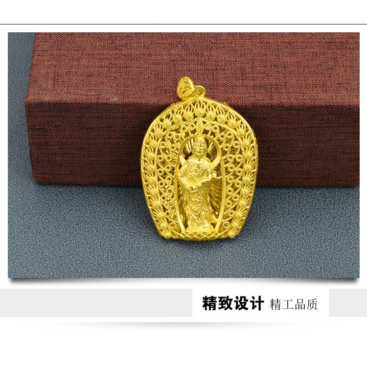 Kalung Liontin Guanyin Tuashi Lapis Emas Asli Kadar 375 Untuk Pria Dan Wanita