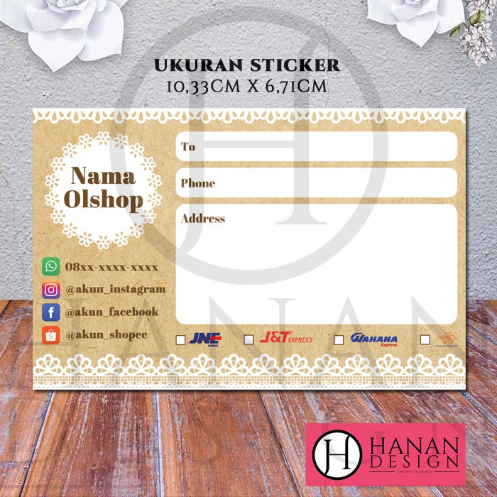 

Label Pengiriman Olshop Murah Stiker Custom Motif Vintage Brown Paper