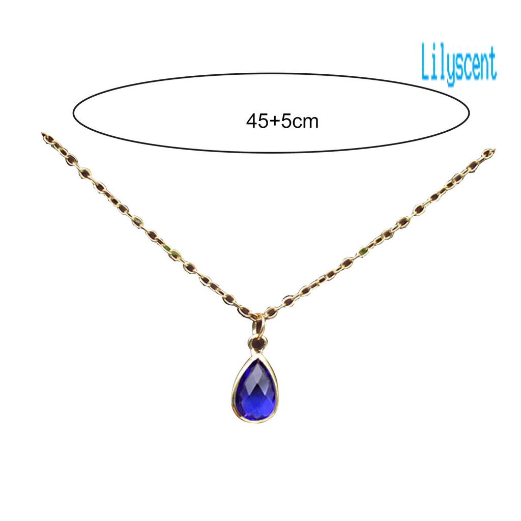 Kalung Kristal Imitasi Bentuk Water Drop Untuk Wanita