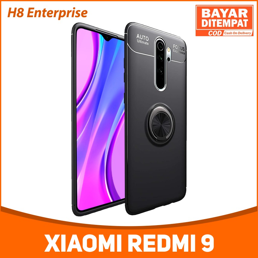 Autofocus Magnetic Ring Case for Xiaomi Redmi 9 Invisible Case Auto Focus iRing - Hitam