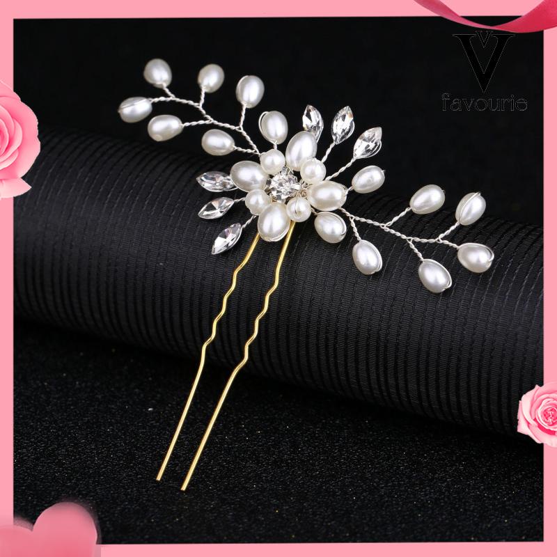 [COD]Buatan Tangan Mutiara Kristal Jepit Rambut Pin U Klip Pernikahan Tiara-FA