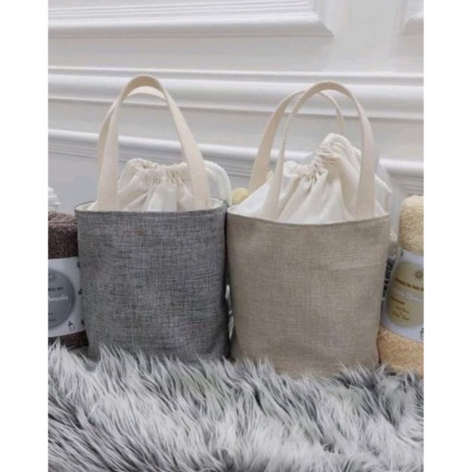 

Tas hampers serut, tas serut canvas, bucket bag canvas, goodie bag canvas