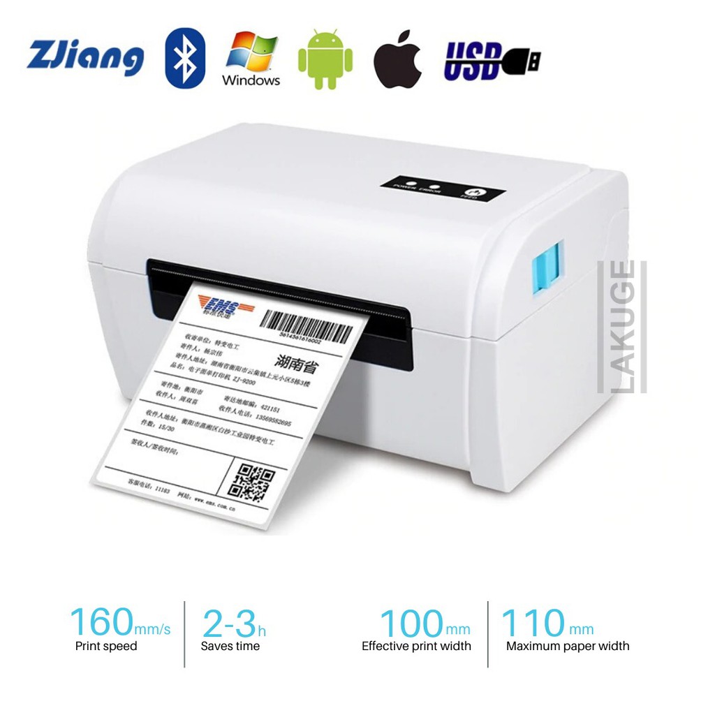 Printer Thermal Receipt Label Barcode 110mm Bluetooth USB Zjiang 9200