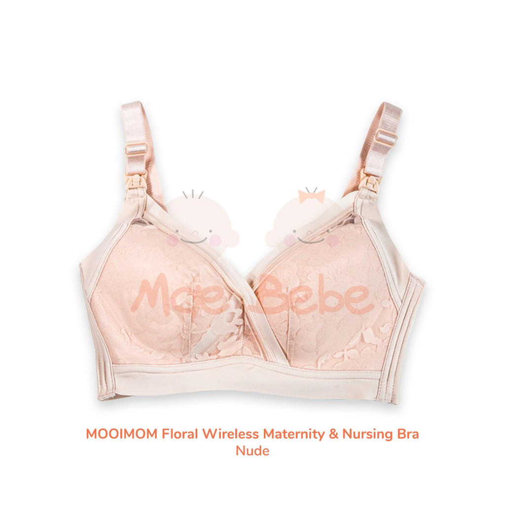 [PROMO] Mooimom Nude Floral Wireless Maternity &amp; Nursing Bra Ibu Hamil &amp; Menyusui B03102F