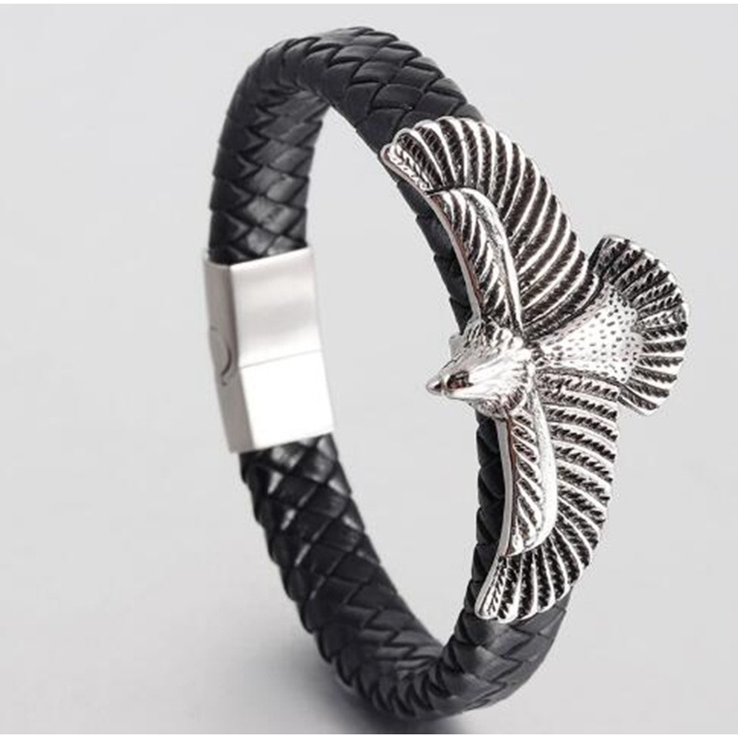 2022 Gelang Tangan Magnetik Bahan Kulit + Stainless Steel Warna Hitam / Coklat 18.5 / 22 / 20.5cm Untuk Pria