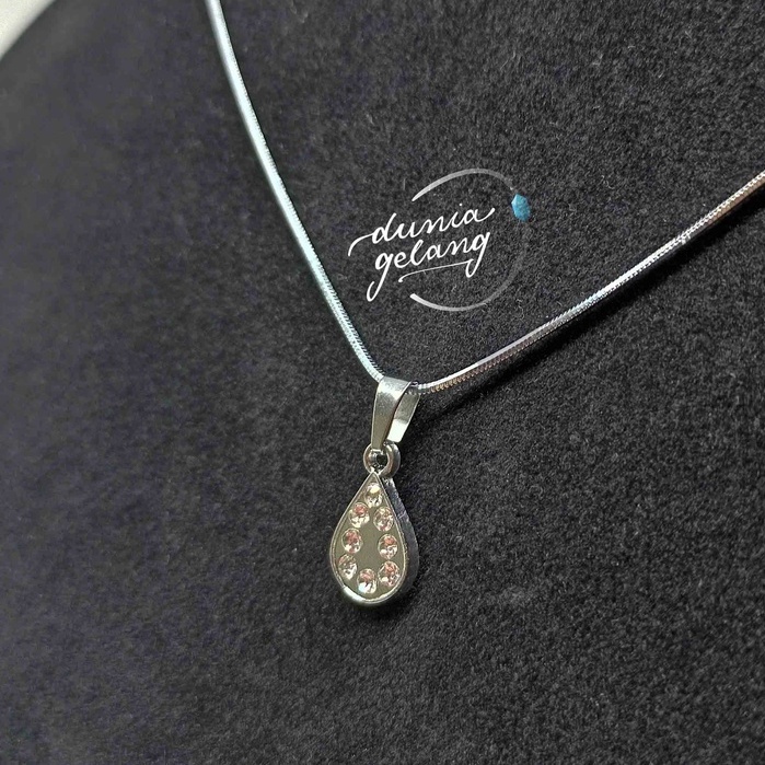 KALUNG TITANIUM MINI OVAL MATA / KALUNG SILVER / KALUNG PRIA WANITA ANAK / DUNIA_GELANG