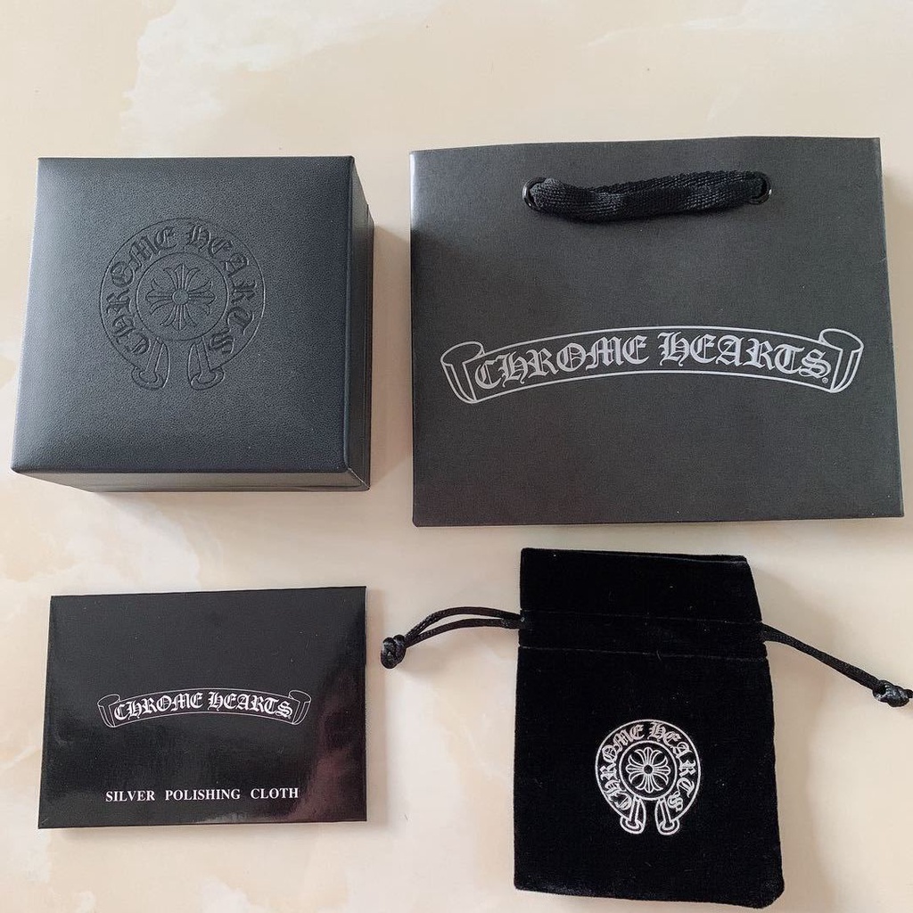 Chrome Hearts Cross Heart Ring Necklace Earrings Jewelry Box Four-Piece Set Glasses Case Leather Box