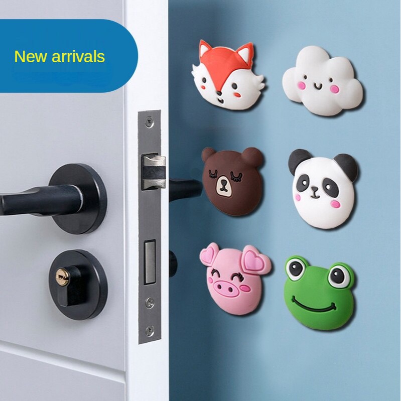 Cartoon Animals Silicone Rubber Noise Reduction Anti-collision Decoration Self Adhesive Door Stop Stopper / Cute Animals Wall Protector Shield Cushion for Door Handle / Guard Door Bumper Wall Protector Silencer / Anti-collision Stickers Decoration